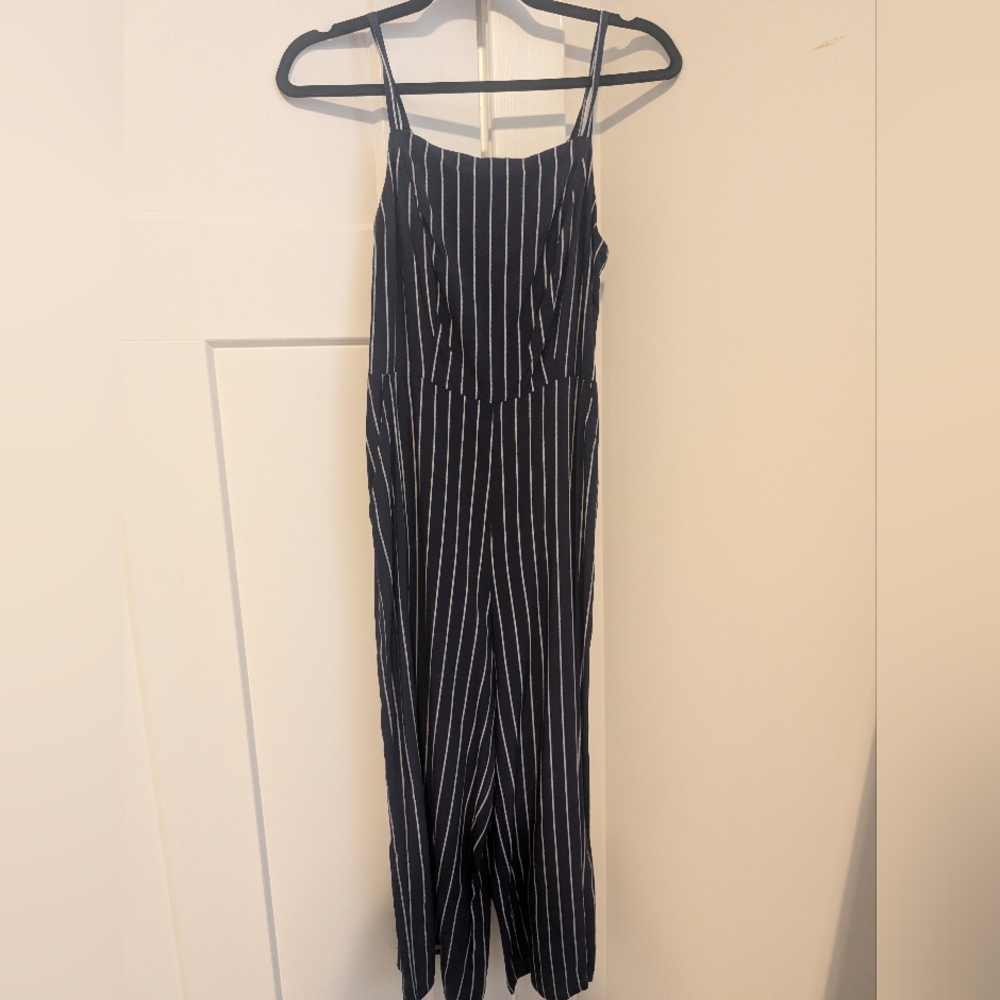 Old Navy Dark Blue and White Striped Jumpsuit
